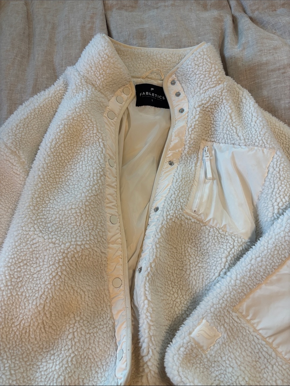 Fabletics Off-White Sherpa Snap Jacket